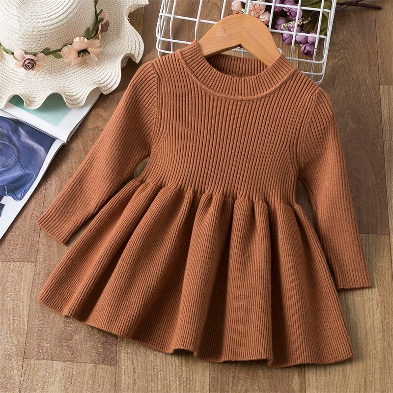 Knitted Long Sleeve Baby Girl's Dress