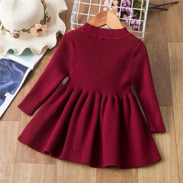 Knitted Long Sleeve Baby Girl's Dress - Image 5