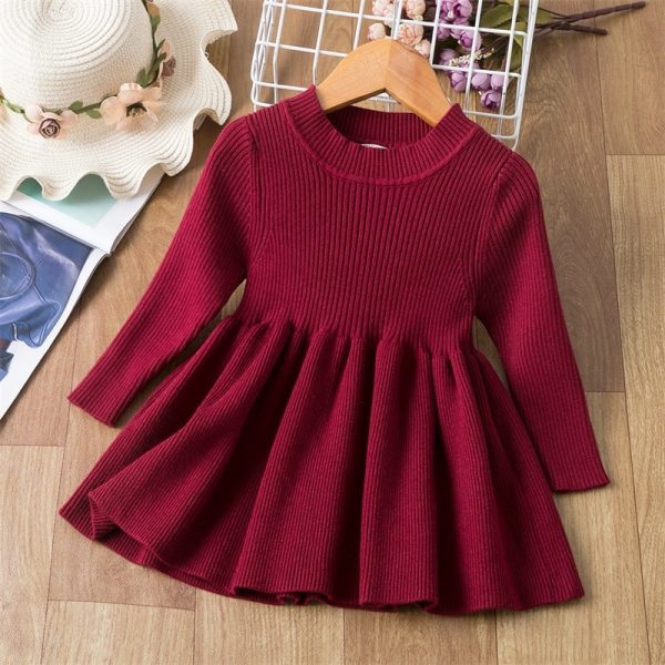 Knitted Long Sleeve Baby Girl's Dress - Image 4