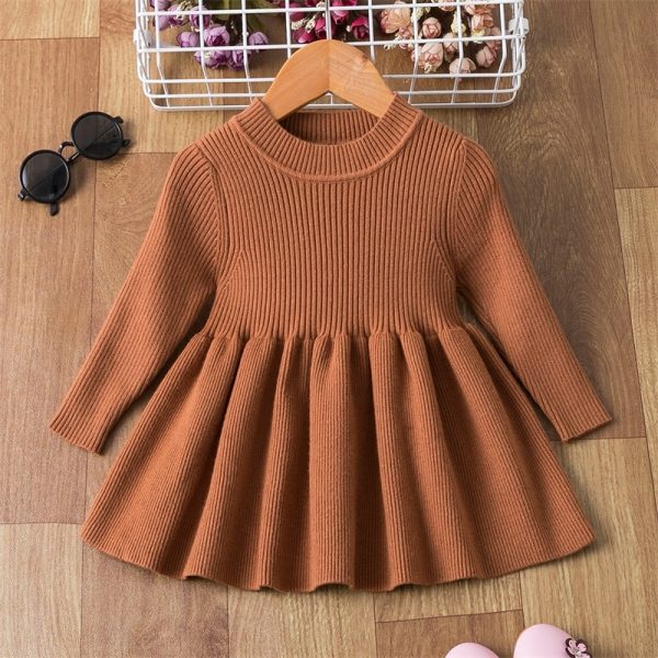 Knitted Long Sleeve Baby Girl's Dress