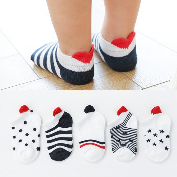 Baby's Red Detail Socks 5 Pairs Set