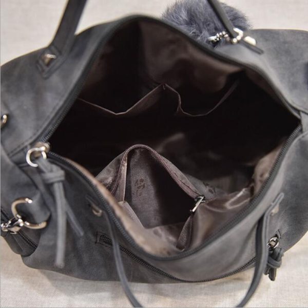 Women's Leather Bag with Pompom - Image 5