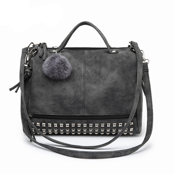 Women's Leather Bag with Pompom