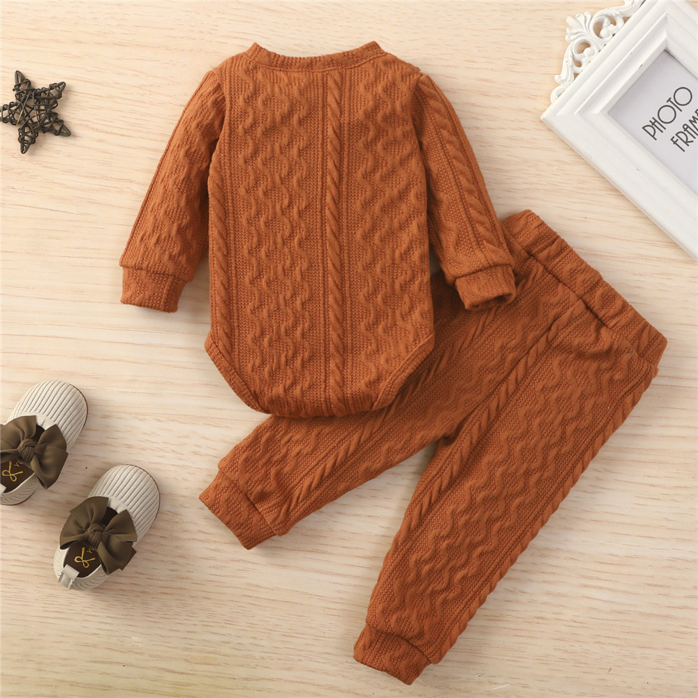 Baby's Knitted Solid Romper with Pants