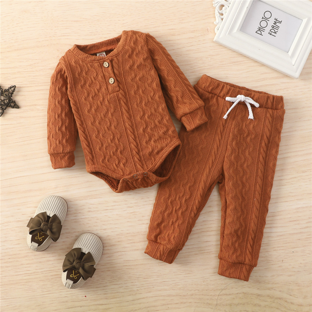 Baby's Knitted Solid Romper with Pants