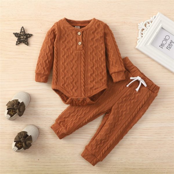 Baby's Knitted Solid Romper with Pants - Image 4