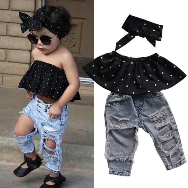 Baby Girl's Casual Dotted Clothing Set