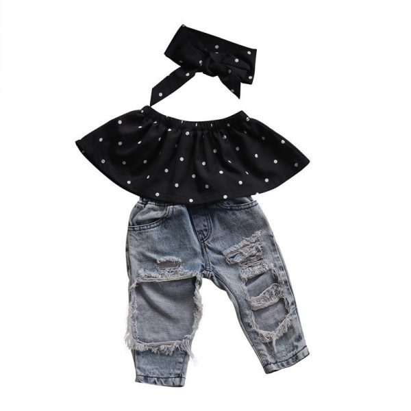 Baby Girl's Casual Dotted Clothing Set - Image 4