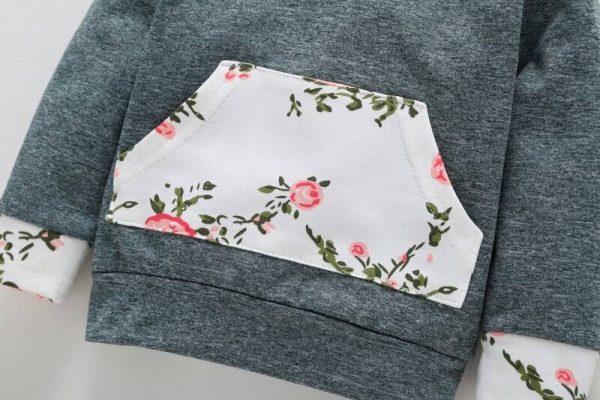 Baby Girl's Floral Hoodie and Pants Set with Headband - Image 6