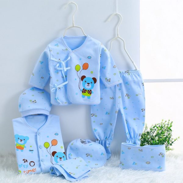 Newborn Baby's Cotton Clothing 7 Pcs Set - Image 5