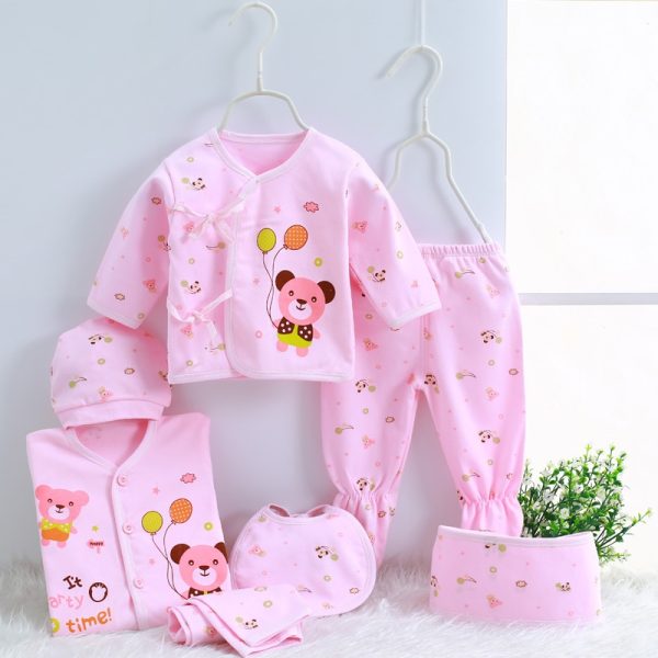 Newborn Baby's Cotton Clothing 7 Pcs Set - Image 4