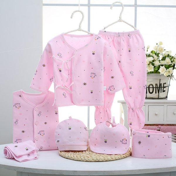 Newborn Baby's Cotton Clothing 7 Pcs Set - Image 6
