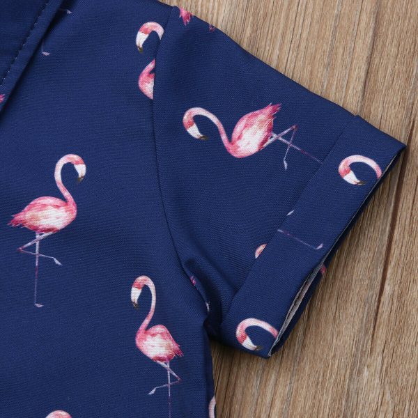 Girl's Flamingo Printed Summer Clothing Set - Image 5