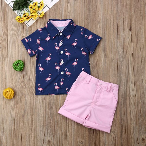 Girl's Flamingo Printed Summer Clothing Set - Image 7