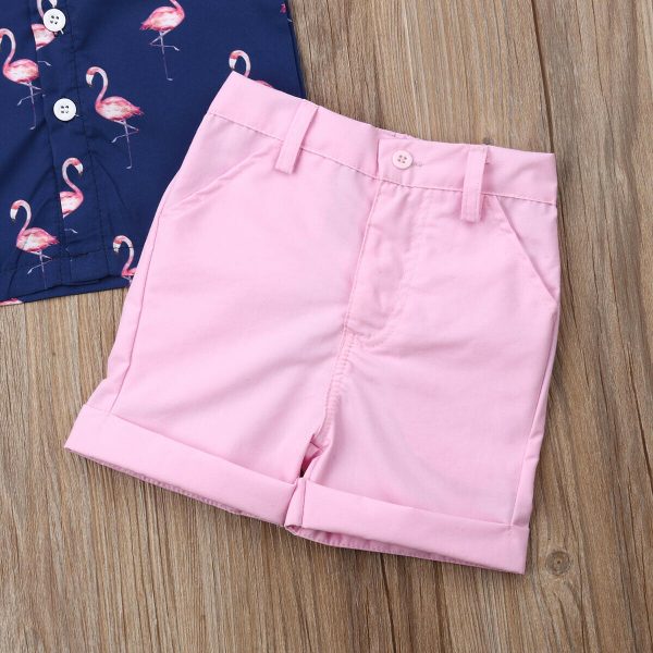 Girl's Flamingo Printed Summer Clothing Set - Image 6