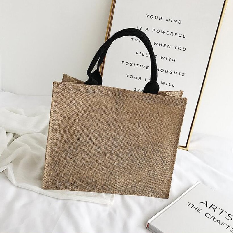 Women's Linen Hello Weekend Tassel Tote Bag