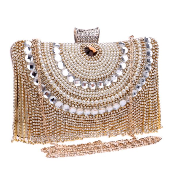 Women's Vintage Style Chain Tassel Clutch - Image 4