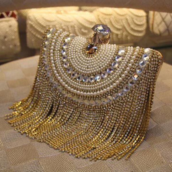 Women's Vintage Style Chain Tassel Clutch - Image 3