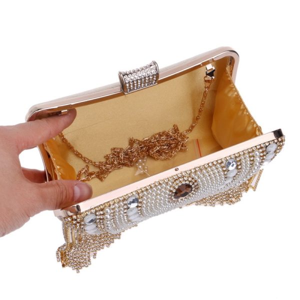 Women's Vintage Style Chain Tassel Clutch - Image 6