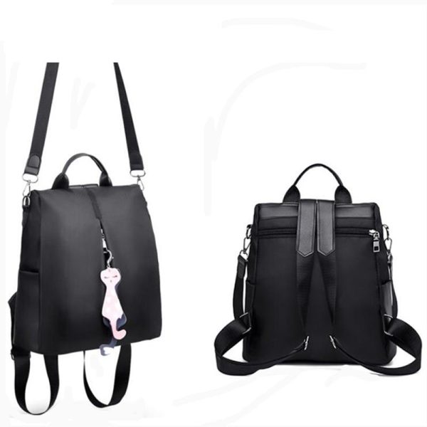 Women's Small Backpack with Cat Pendant - Image 4
