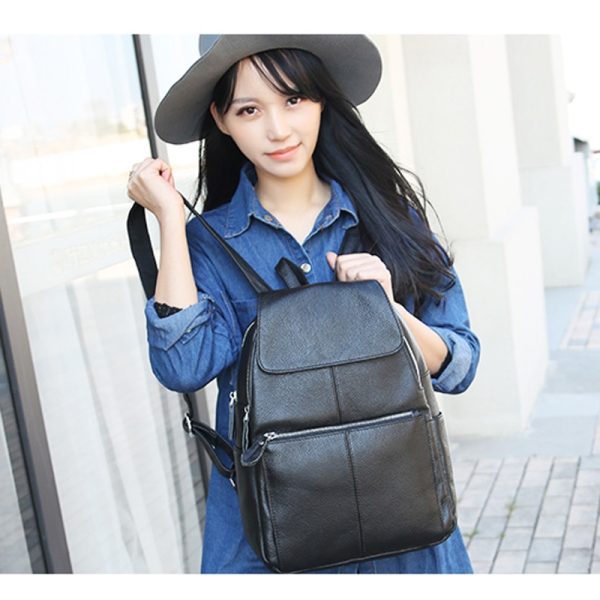 Casual Colorful Women's Genuine Leather Backpack - Image 8