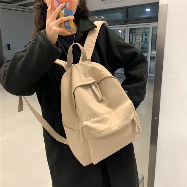 Women's Simple Canvas Backpack - Image 6