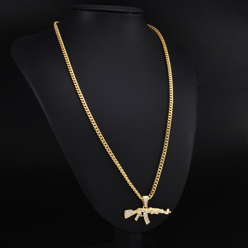 Hip-Hop Gun Shaped Pendant Necklace for Men