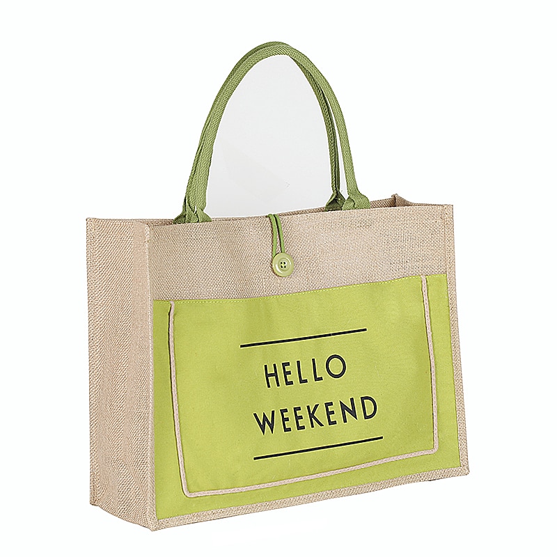 Multicolored Linen Women's Shopping Bag