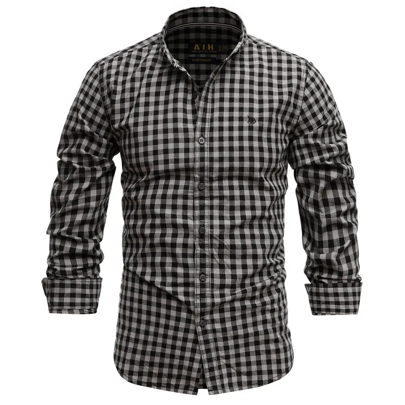 Men's Casual Cotton Plaid Patterned Shirt