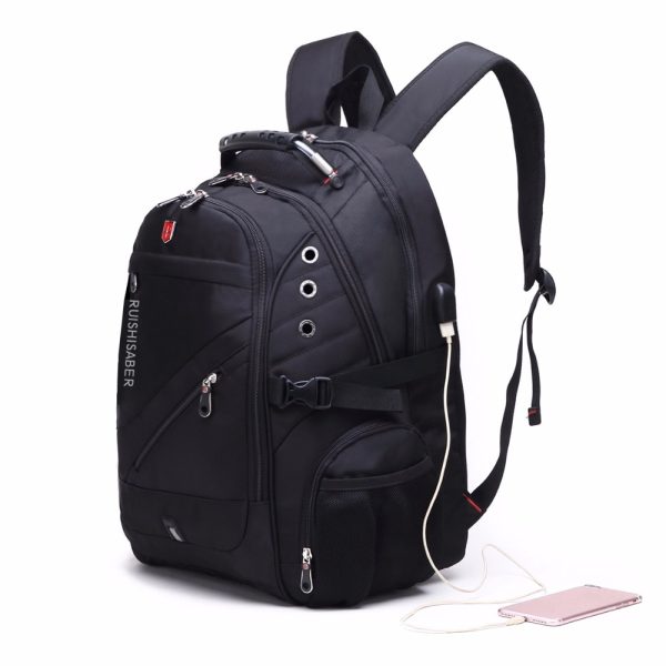 Men's Diagonal Zippper USB Backpack - Image 4