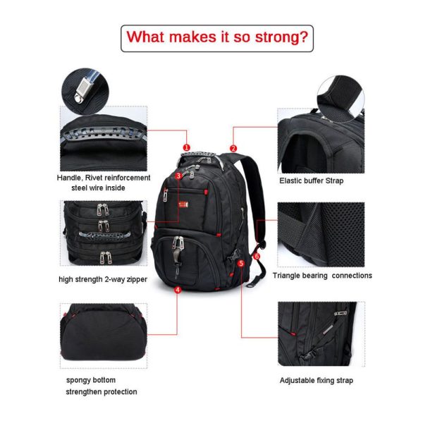 Men's Swiss Multifunctional Waterproof Laptop Backpack - Image 5