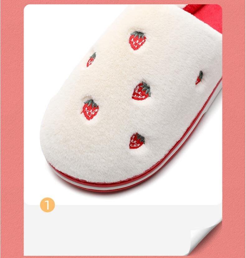 Anti-Slip Berry Patterned Warm Plush Slippers