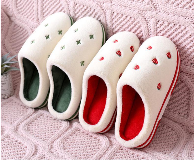 Anti-Slip Berry Patterned Warm Plush Slippers