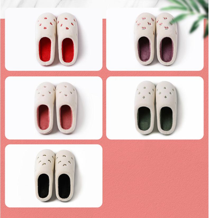 Anti-Slip Berry Patterned Warm Plush Slippers