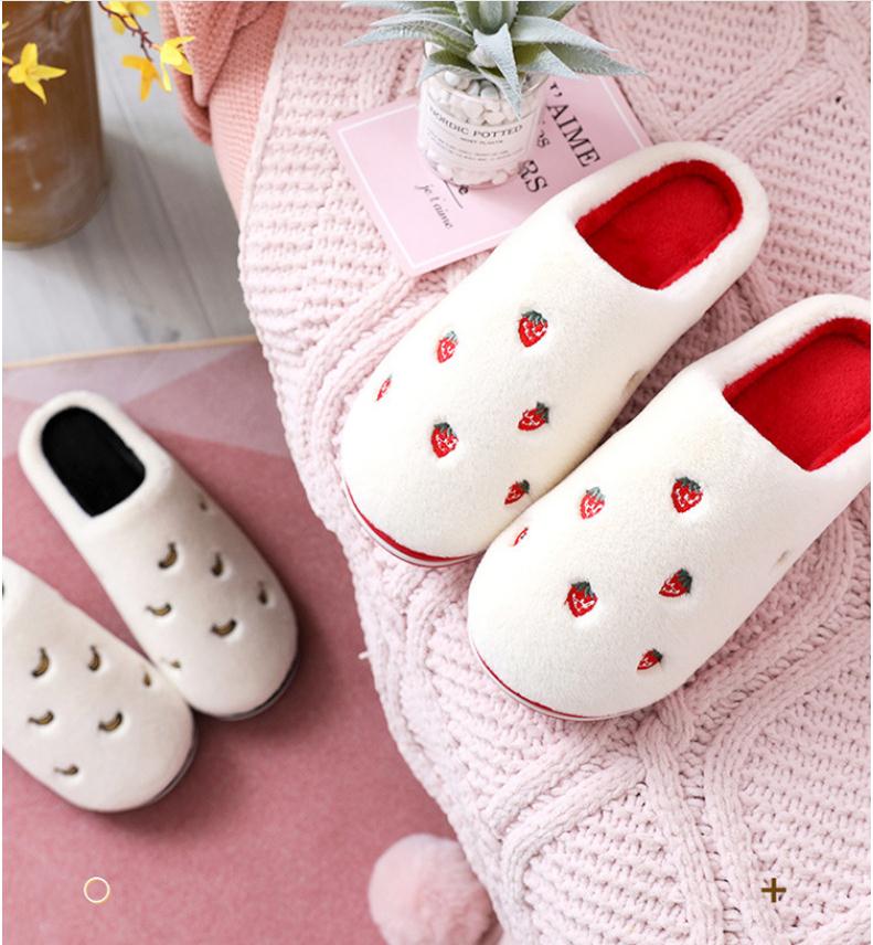 Anti-Slip Berry Patterned Warm Plush Slippers