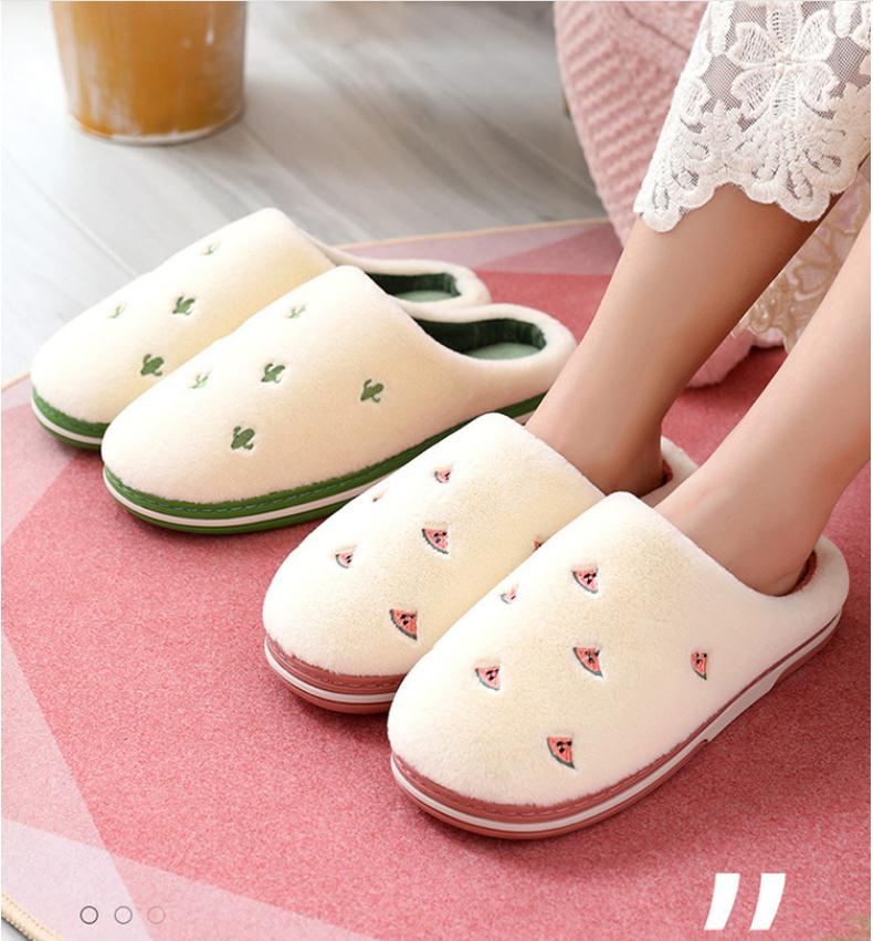 Anti-Slip Berry Patterned Warm Plush Slippers