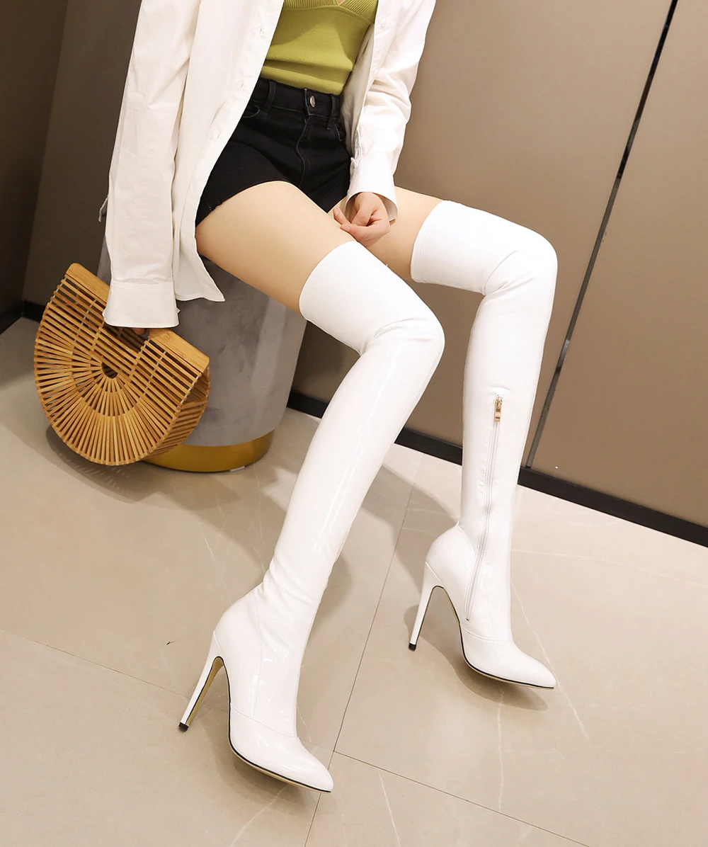 Women's Patent Eco-Leather High Heel Knee Boots