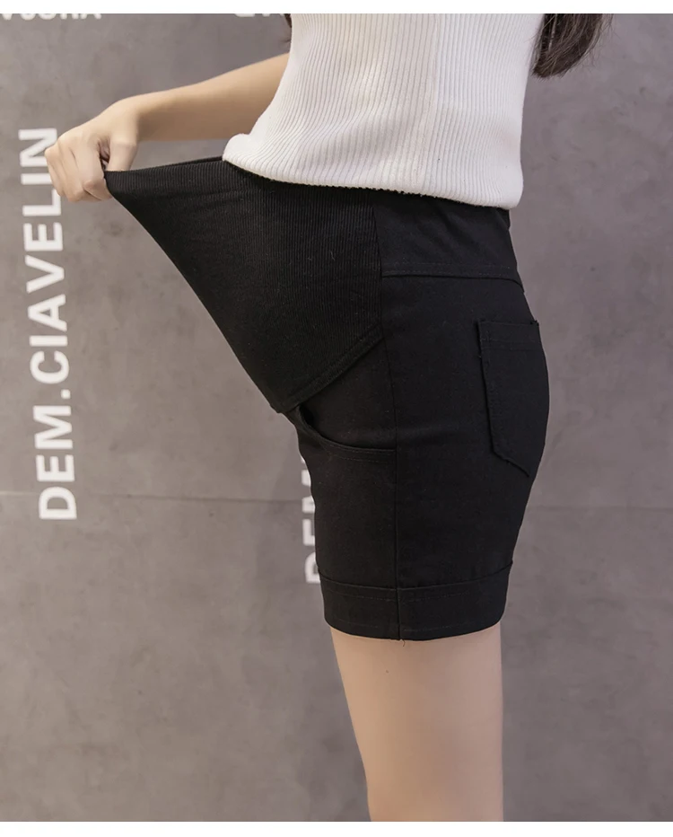 Elastic Soft Solid Colored Maternity Shorts