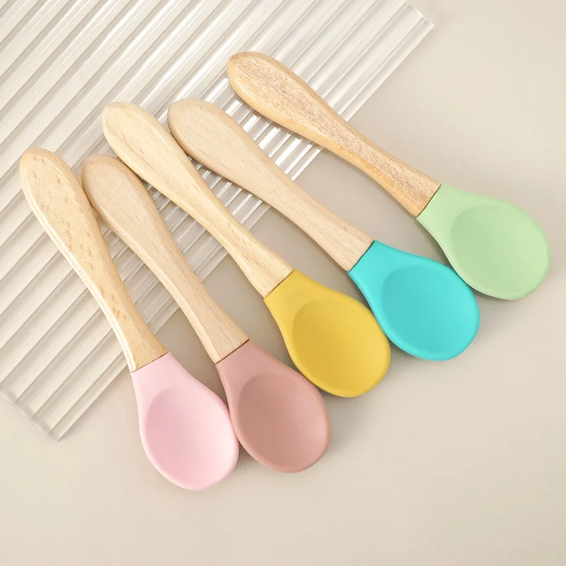 Baby's Wooden Handle Fork and Spoon Set