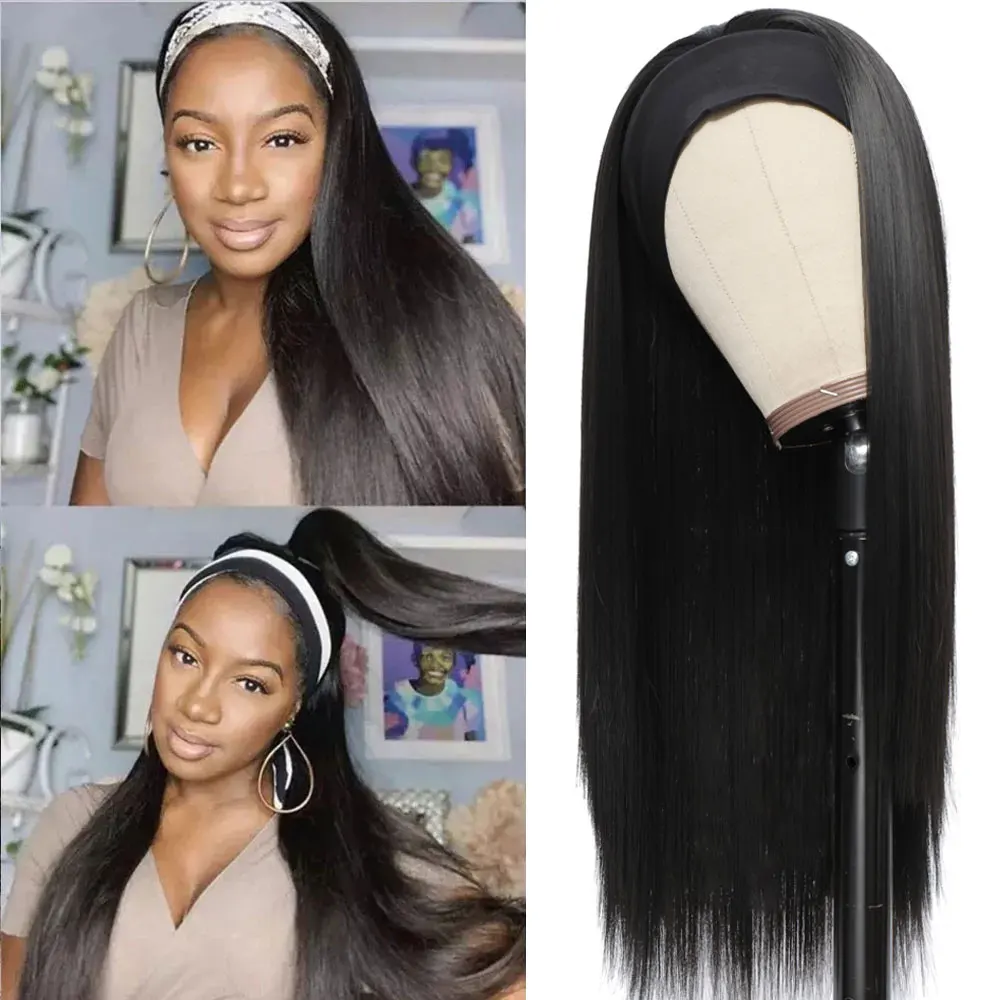 Long Straight Synthetic Hair Headband Wig