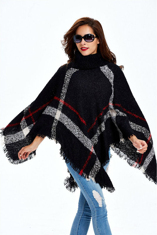 Women's Plaid Wool Maternity Poncho