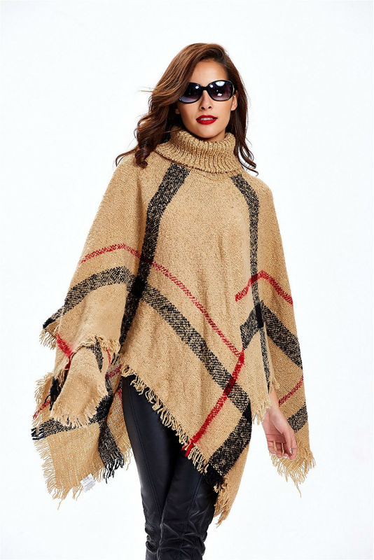 Women's Plaid Wool Maternity Poncho