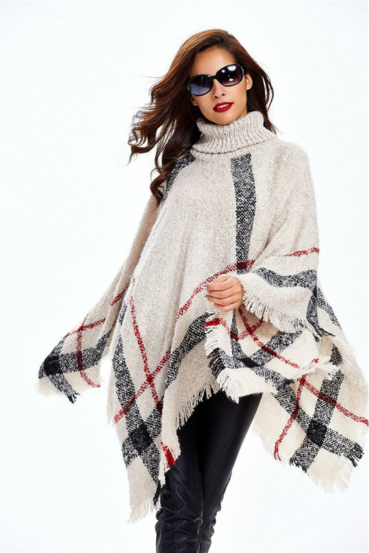 Women's Plaid Wool Maternity Poncho