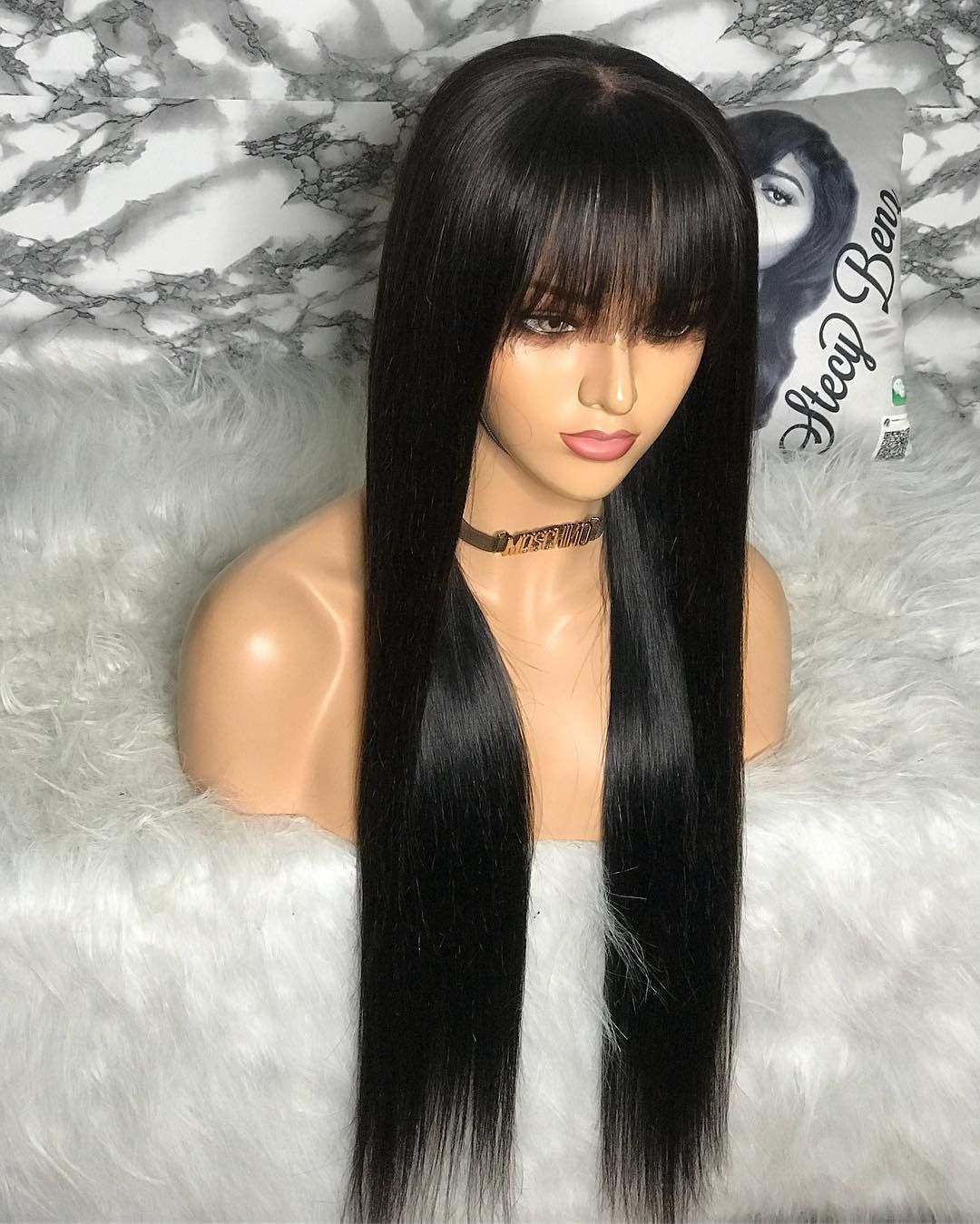 100% Human Hair Wig with Bang