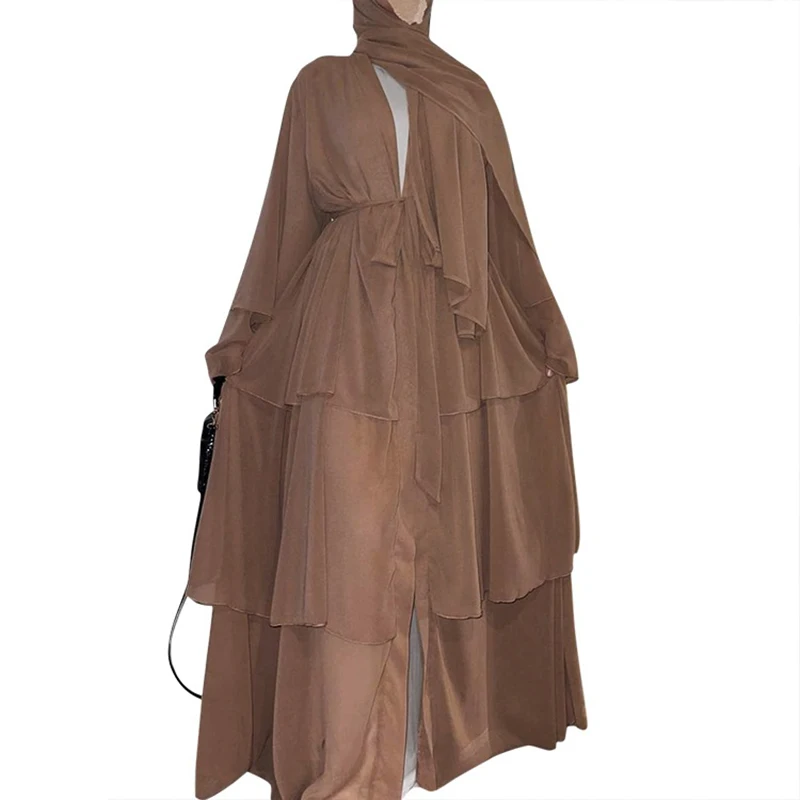 Women's Chiffon Solid Muslim Kaftan