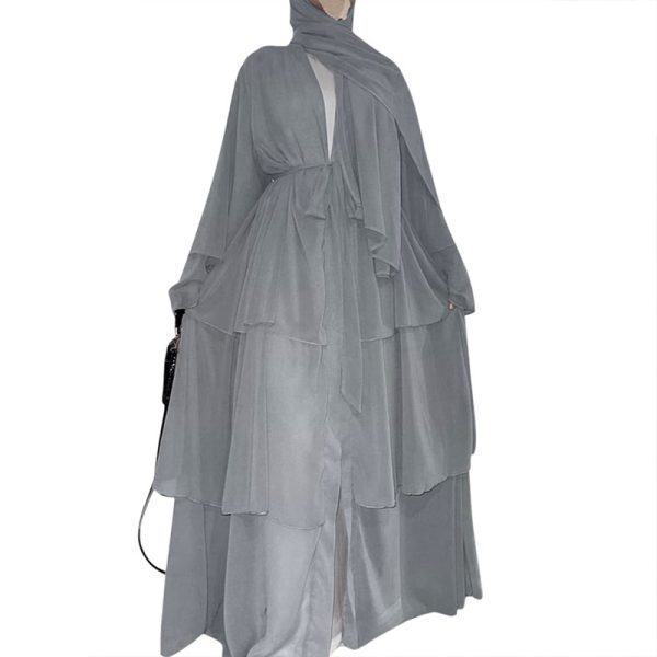 Women's Chiffon Solid Muslim Kaftan - Image 4