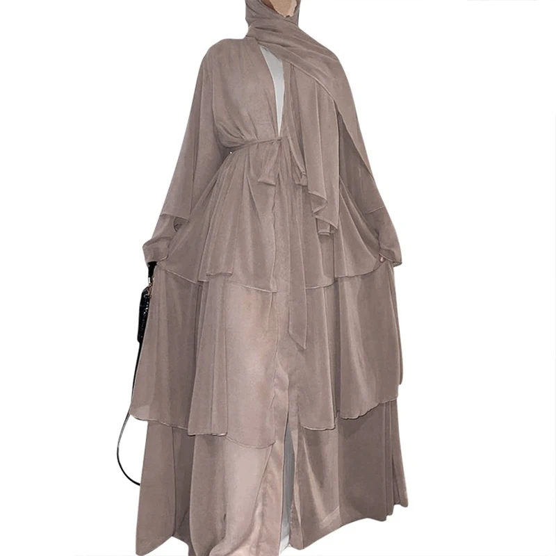 Women's Chiffon Solid Muslim Kaftan