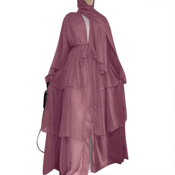 Women's Chiffon Solid Muslim Kaftan - Image 5