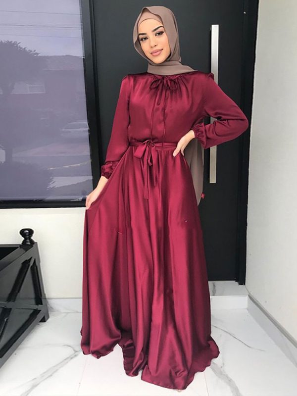 Women's Muslim Satin Abaya - Image 4