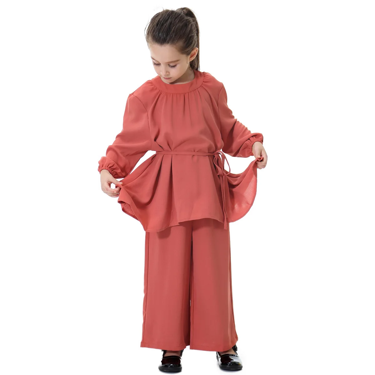 Girl's Muslim Solid Clothing Set